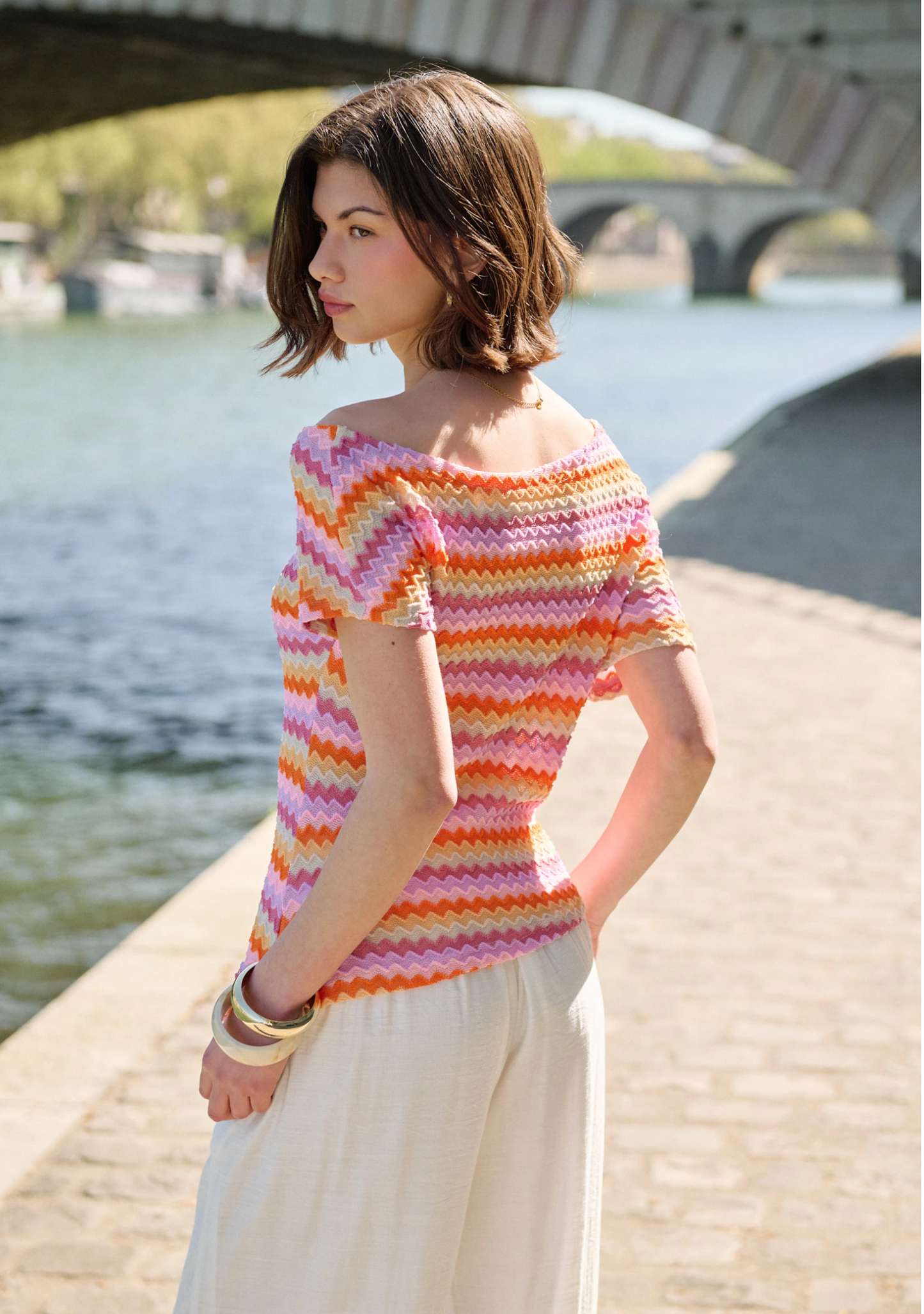 Gebreide top met zigzag-patroon
