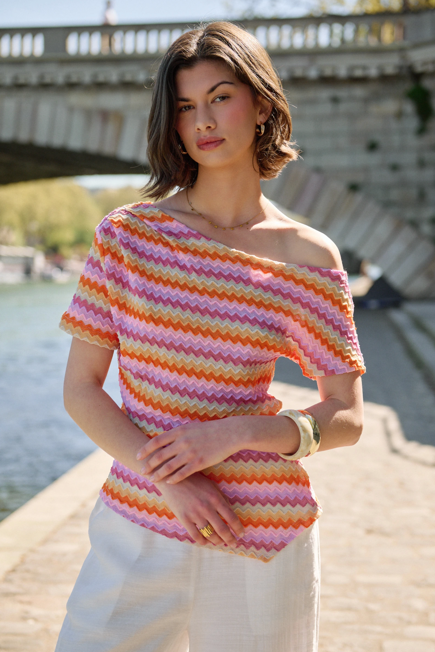 Gebreide top met zigzag-patroon