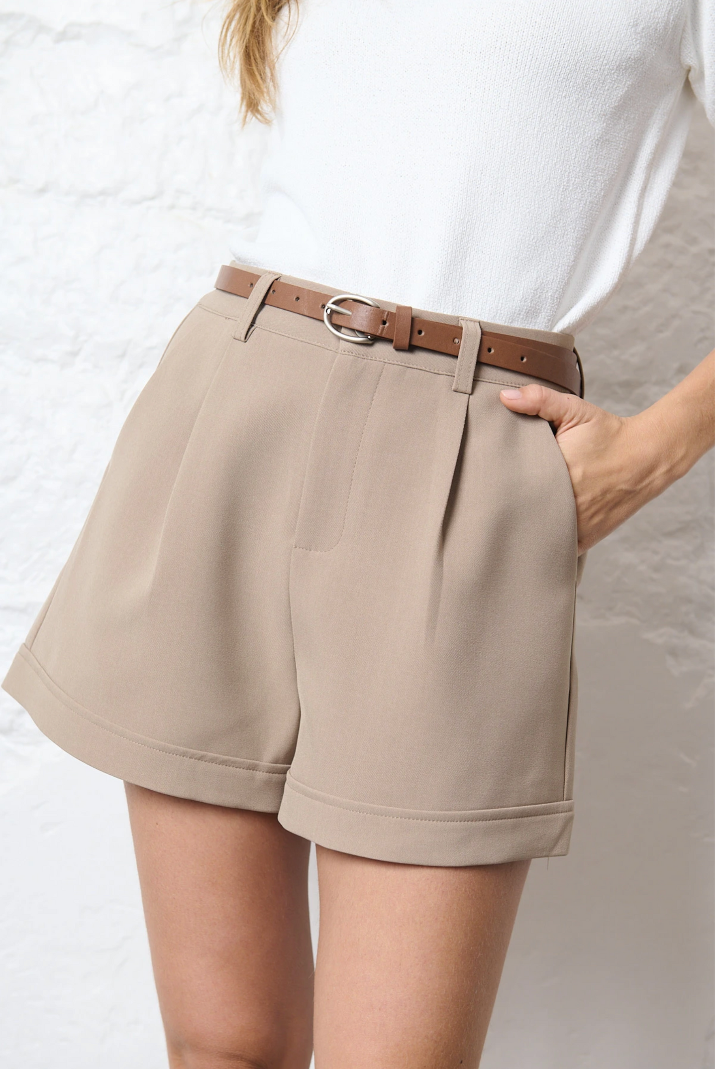 Pantalon short met riem