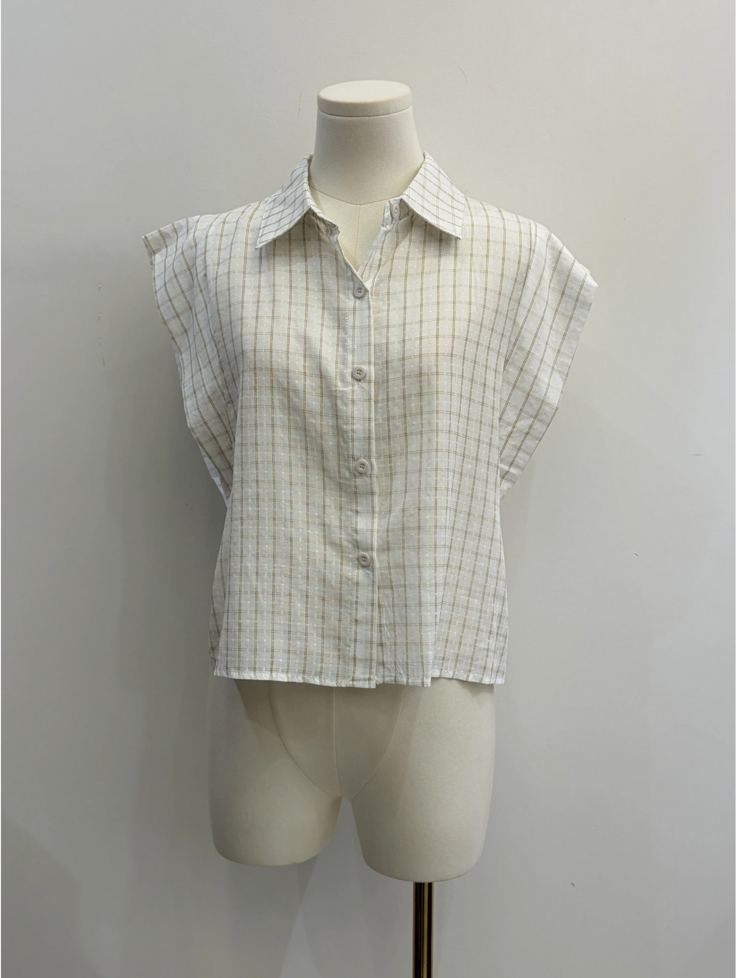 Mouwloos blouse met ruitjespatroon