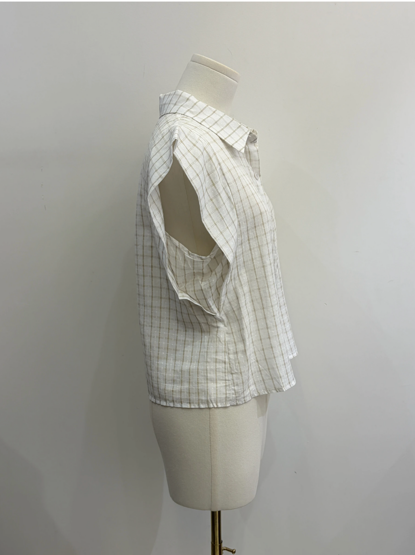 Mouwloos blouse met ruitjespatroon