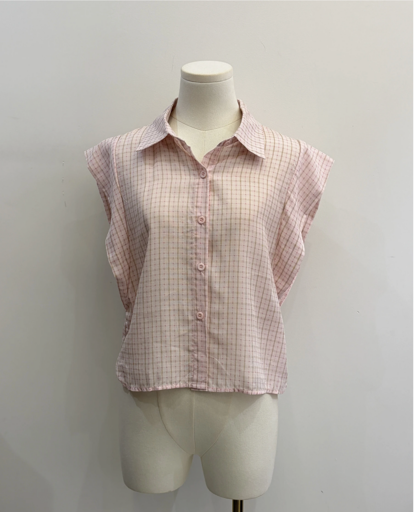 Mouwloos blouse met ruitjespatroon