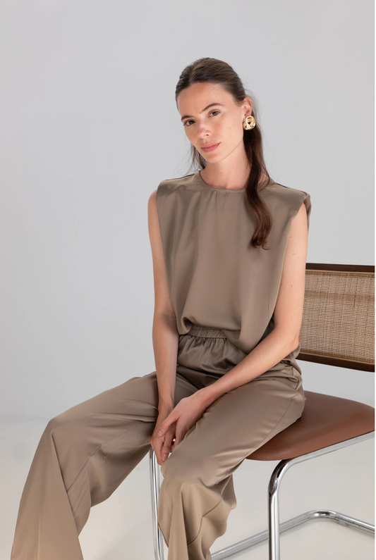 Set van satijnen top en broek