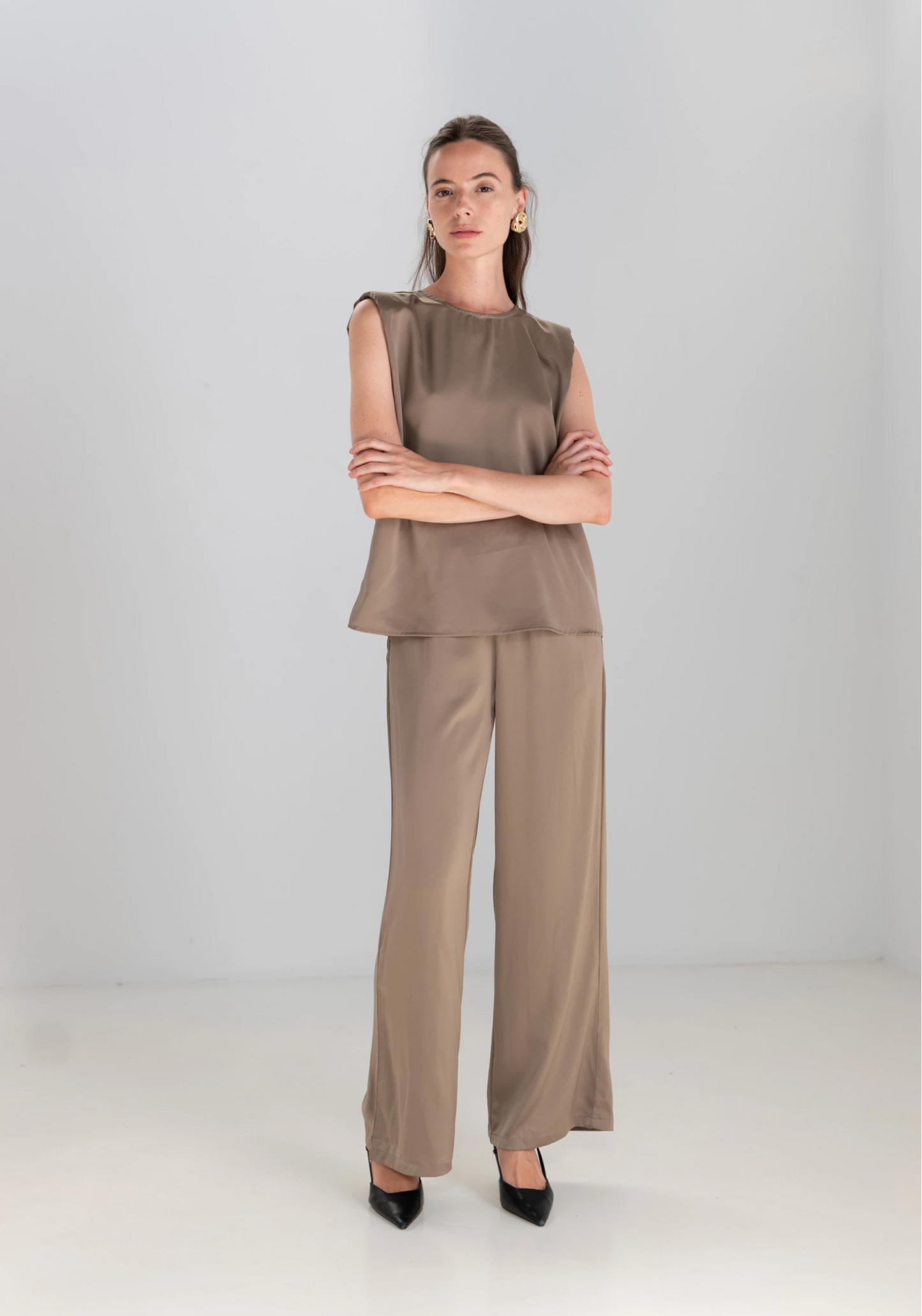 Set van satijnen top en broek