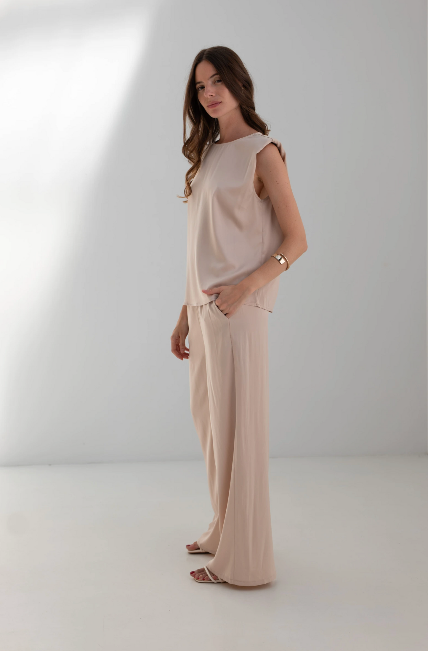 Set van satijnen top en broek