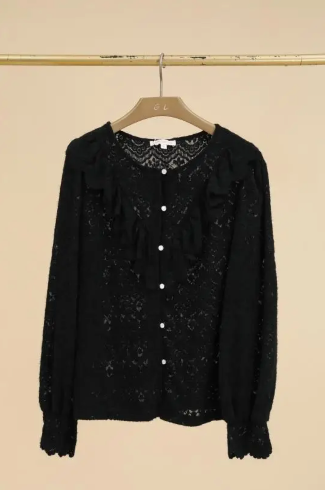 Blouse van kant met ruches