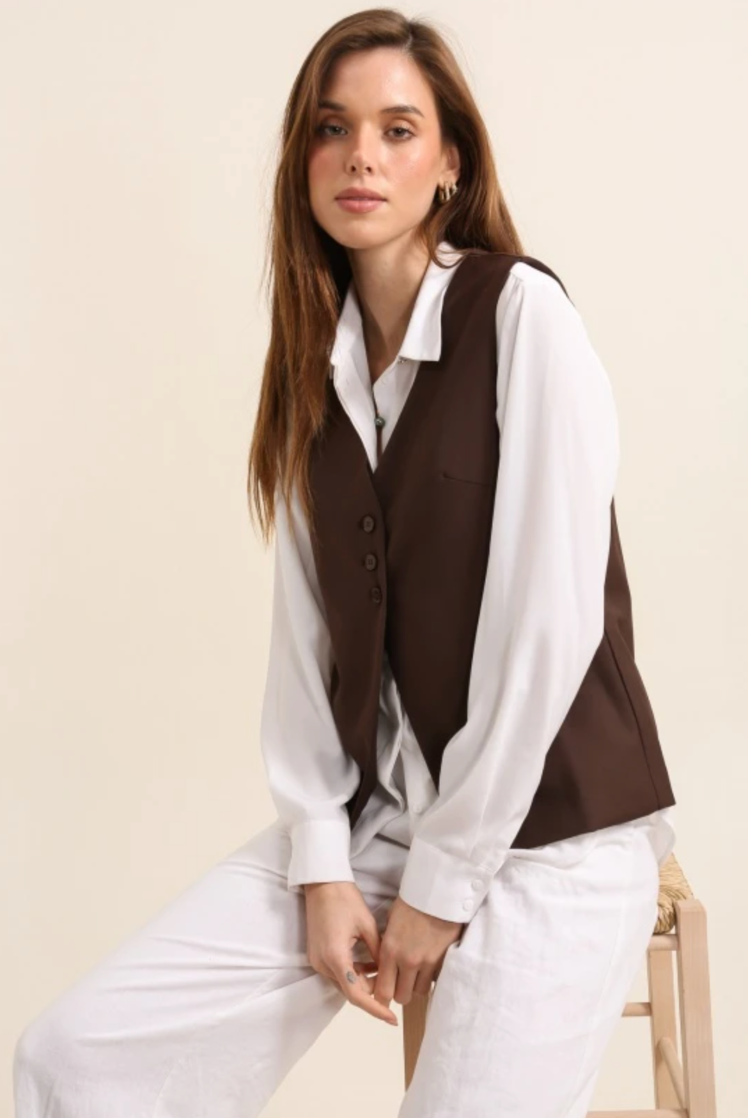 Mouwloos vest in één kleur