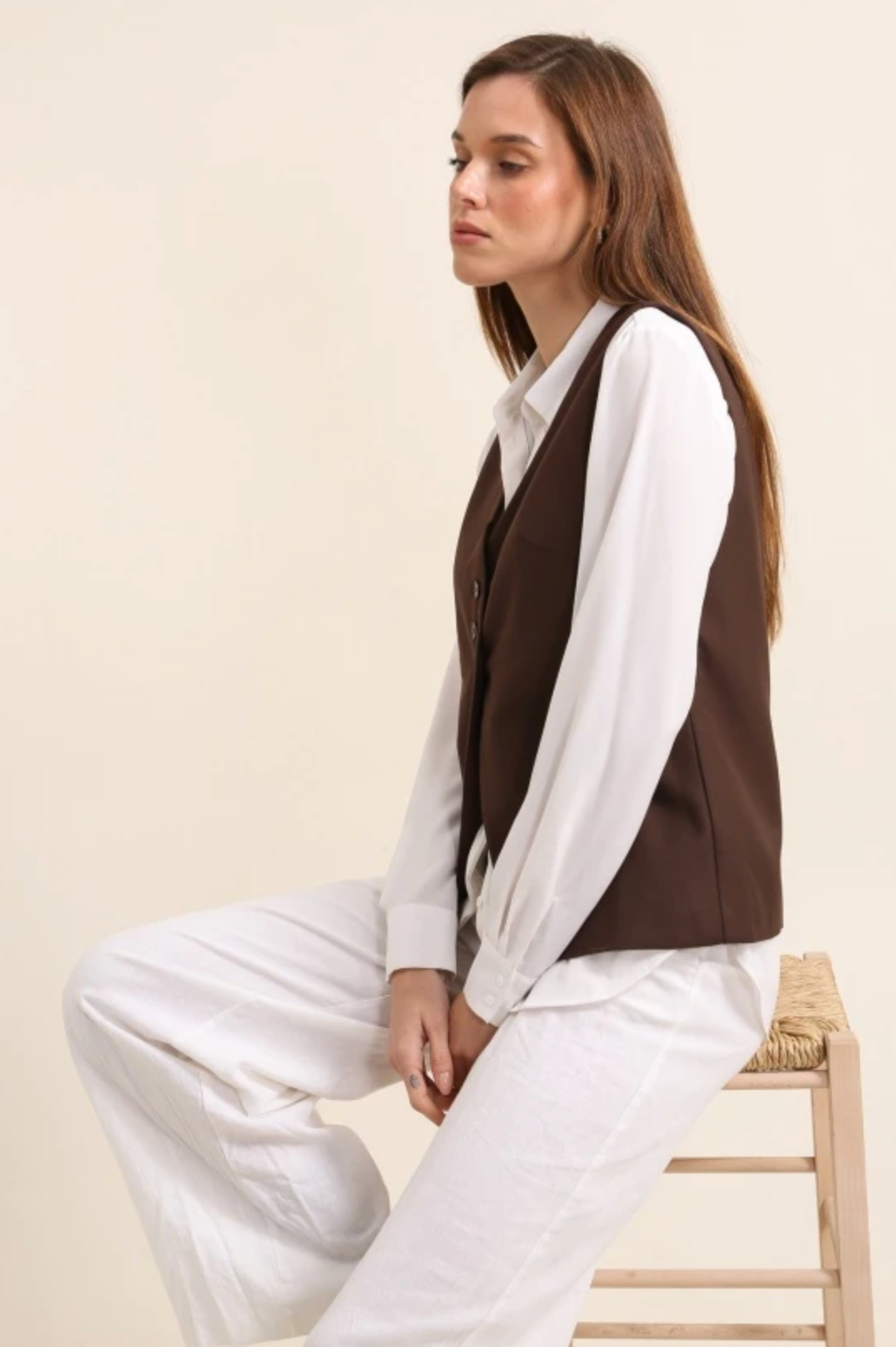 Mouwloos vest in één kleur