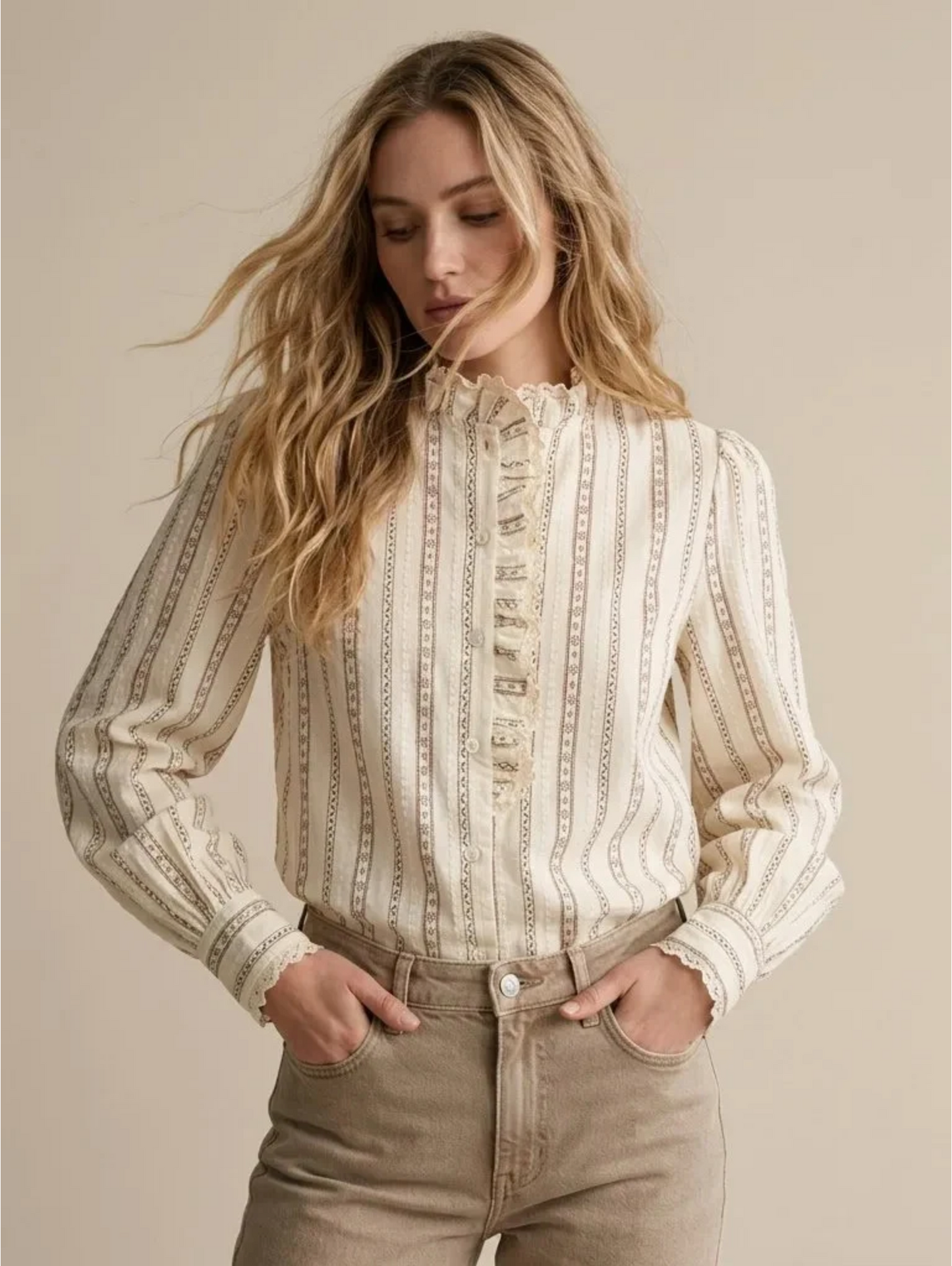 Blouse met ruchekraag