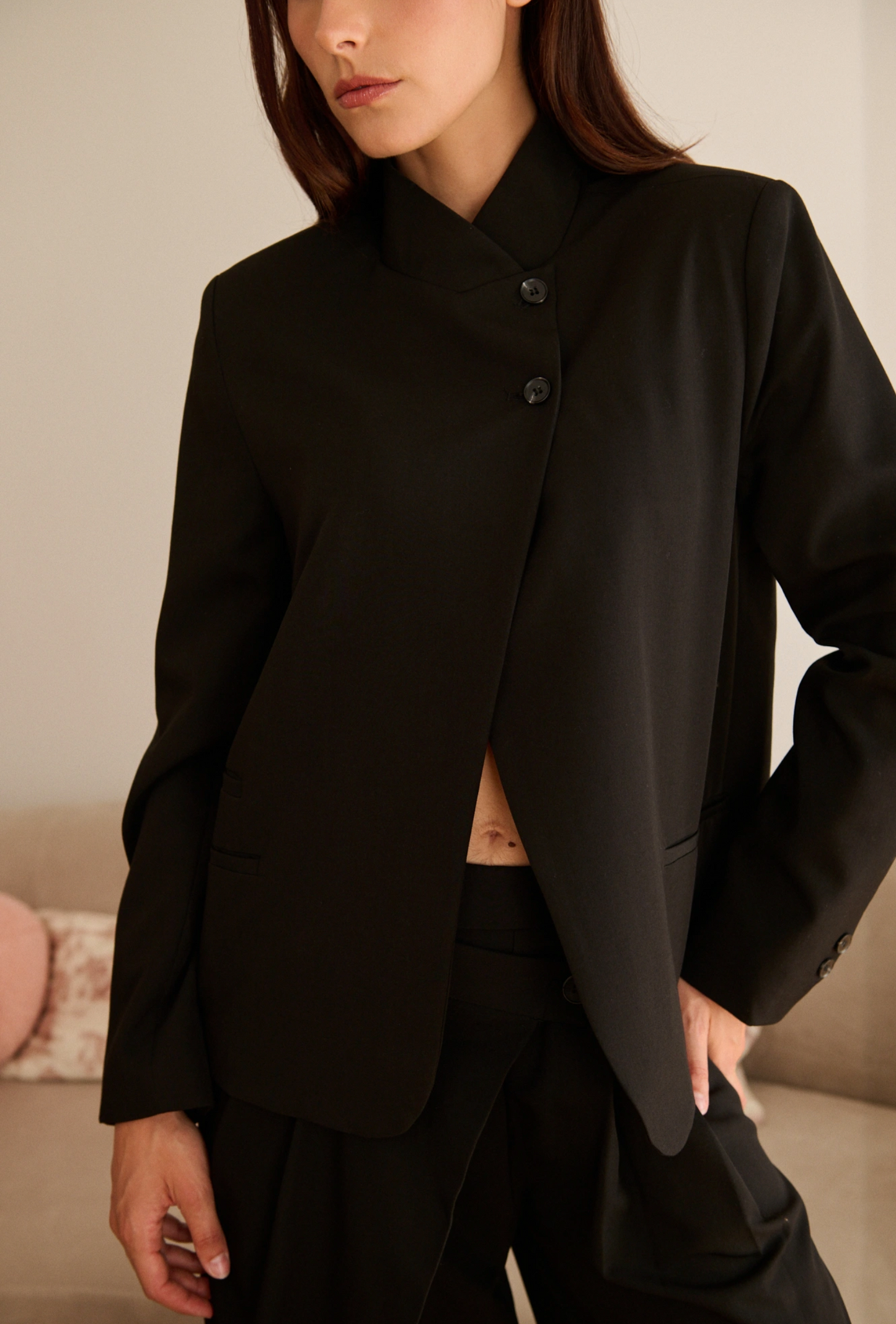Blazer met mao-kraag