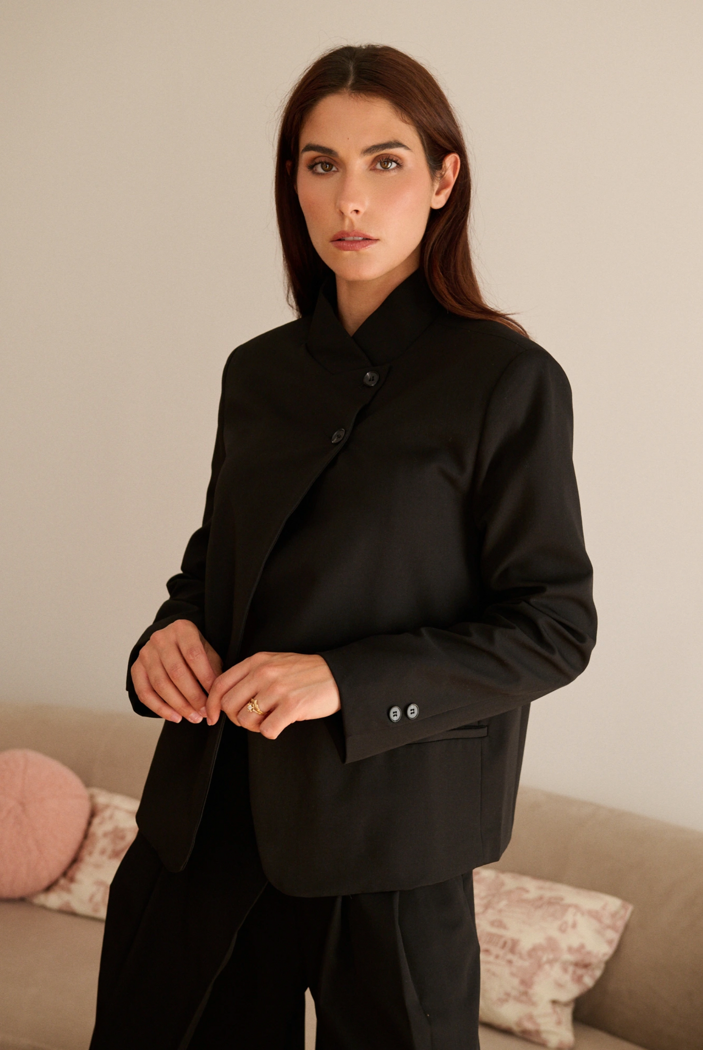Blazer met mao-kraag