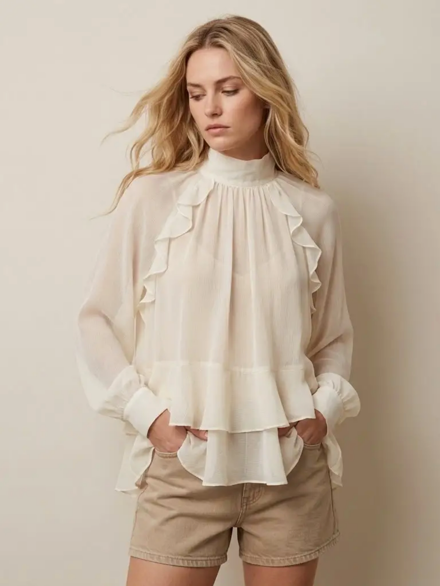 Chiffonblouse met ruches