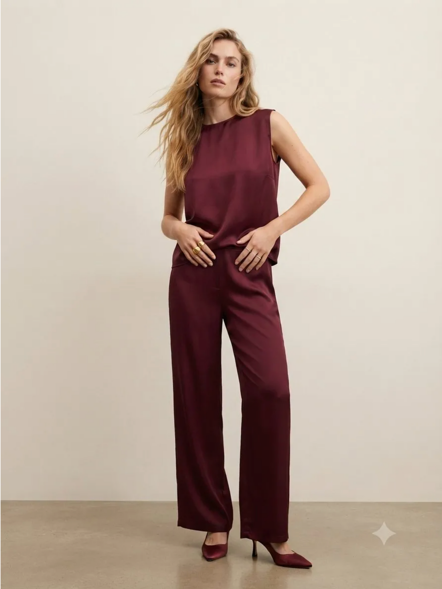Set van satijnen top en broek