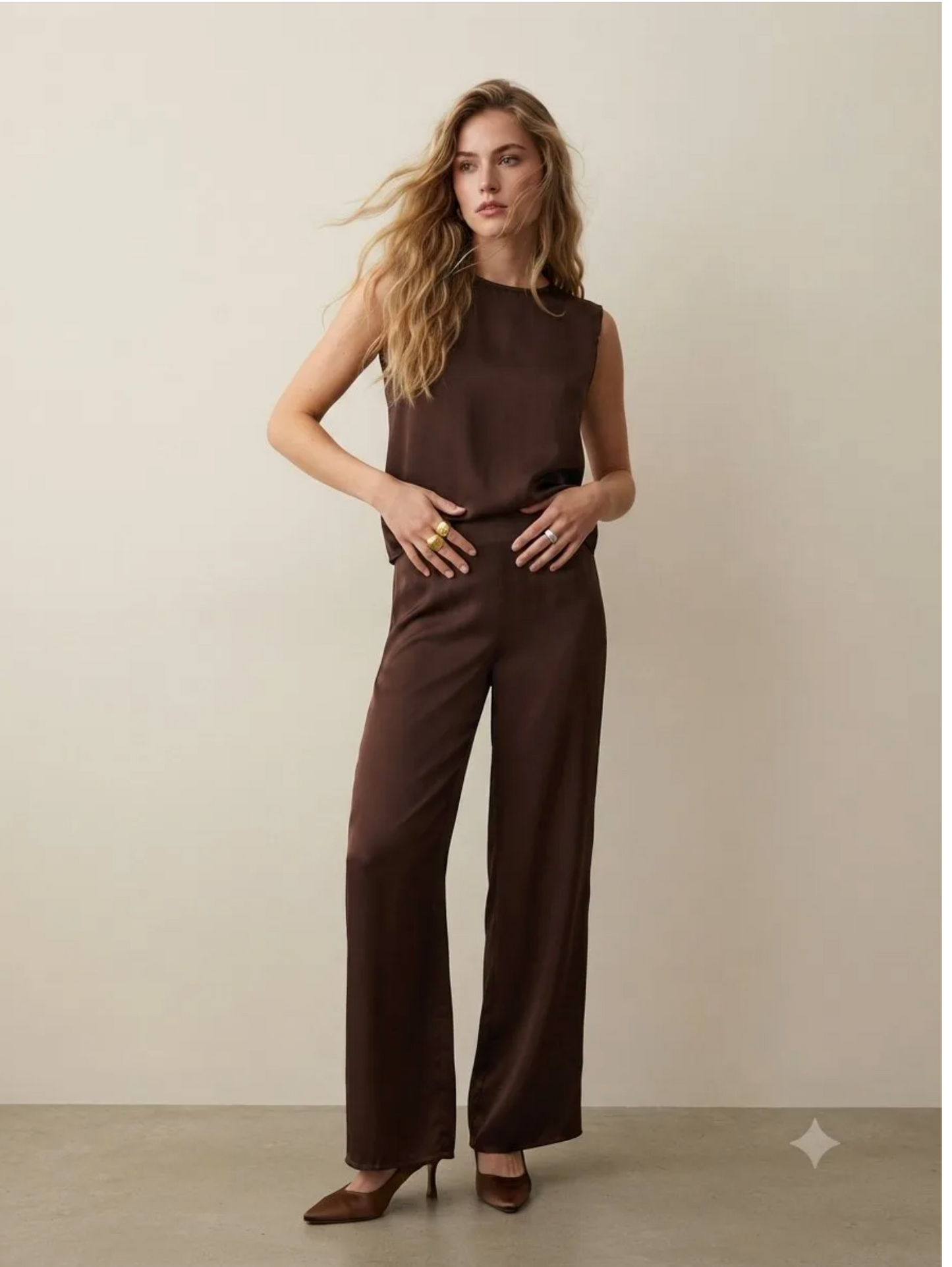 Set van satijnen top en broek