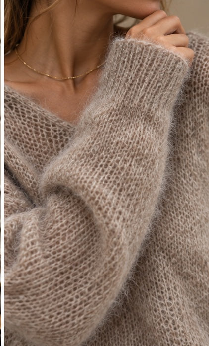 Fluffy V-Neck Knit Sweater