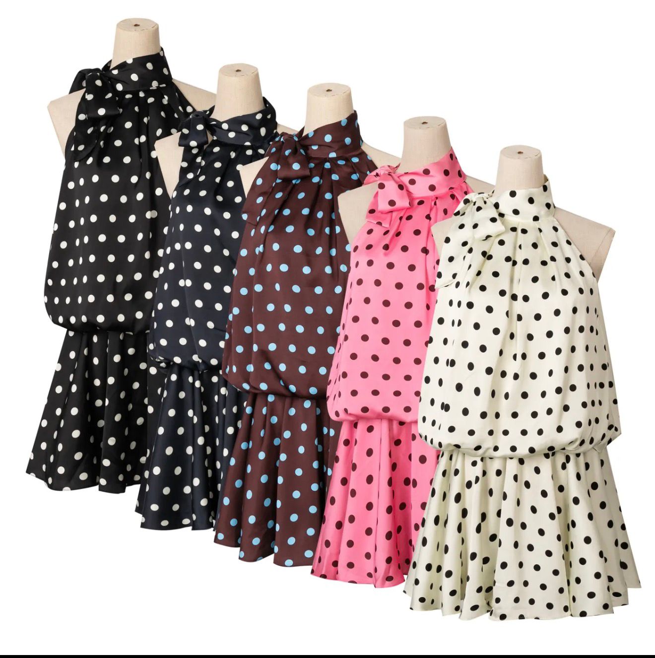 Polkadot Halter Jurk met Plooidetails